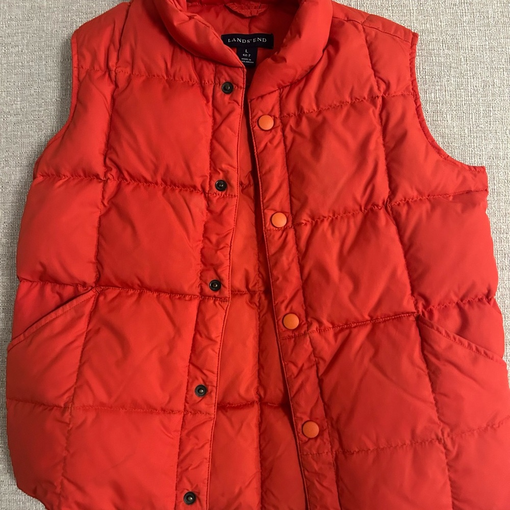 Lands' End Vibrant Orange Quilted Vest